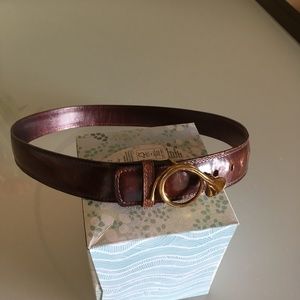 Leather belt, brown/burgundy, unisex, medium